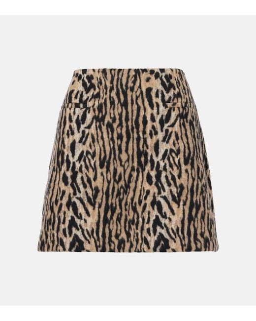 Rixo Brown Mariah Leopard-Print Miniskirt