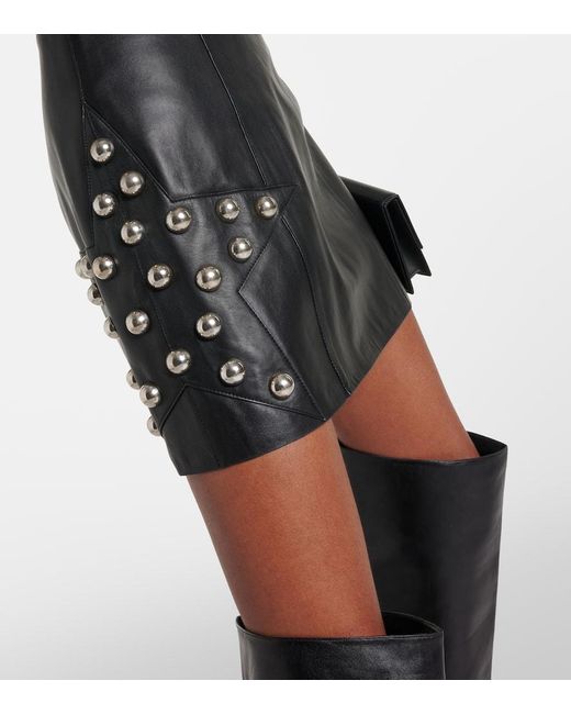 Vestido Corto De Piel Con Tachuelas Area de color Black