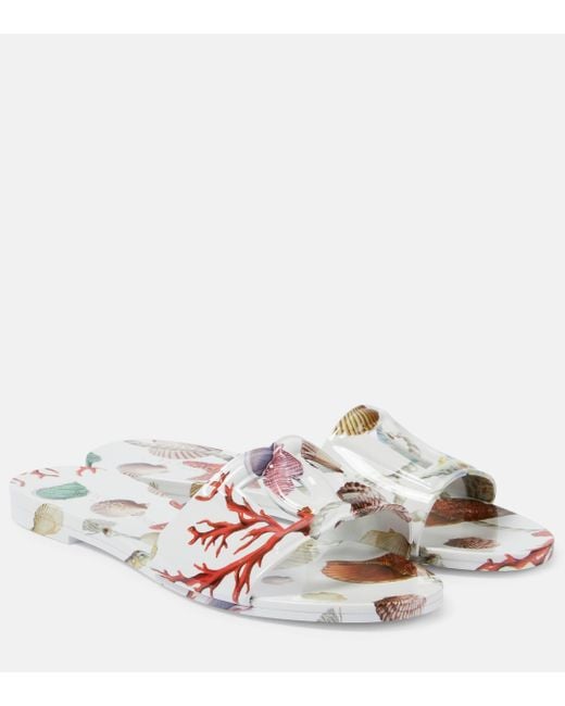 Dolce & Gabbana White Capri Printed Sandals