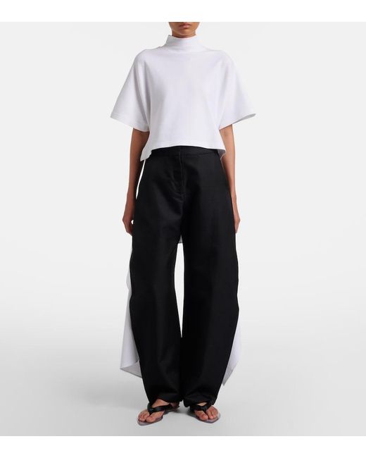 Alaïa White Asymmetric Cotton-Blend Jersey T-Shirt