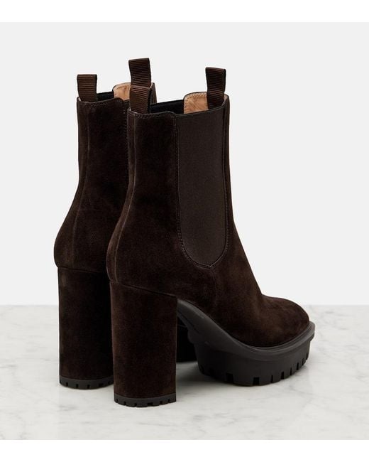Gianvito Rossi Black 90 Suede Platform Ankle Boots