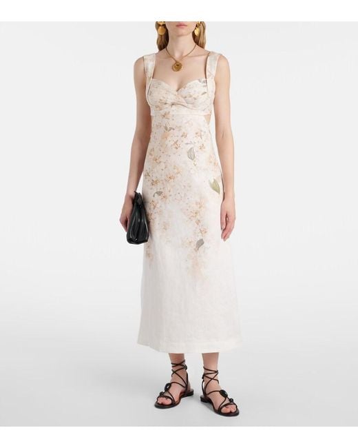 Zimmermann Natural Balance Floral Linen Midi Dress