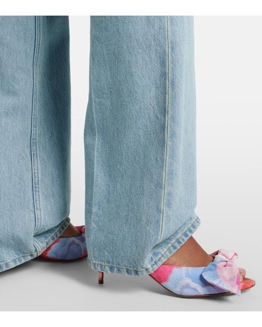 Christian Louboutin Pink Mulazee Bow-Detail Floral Chine Mules