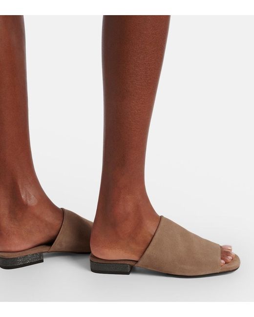 Brunello Cucinelli Brown Suede Sandals
