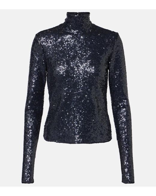 Polo Ralph Lauren Blue Sequined Turtleneck Top
