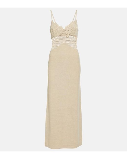 Staud Natural Knitted Cotton-Blend Maxi Dress