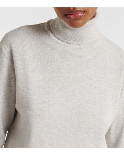 Brunello Cucinelli White Turtleneck Cashmere Sweater