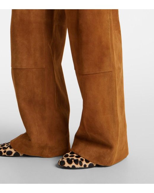 Tory Burch Brown Suede Wide-Leg Pants