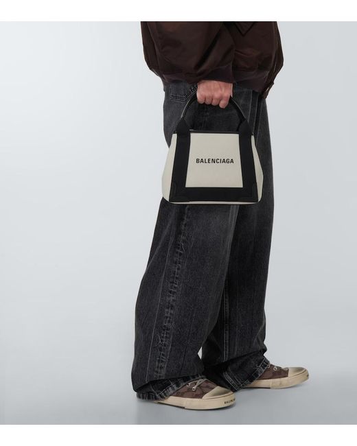 Balenciaga Black Cabas Leather-trimmed Canvas Tote Bag for men
