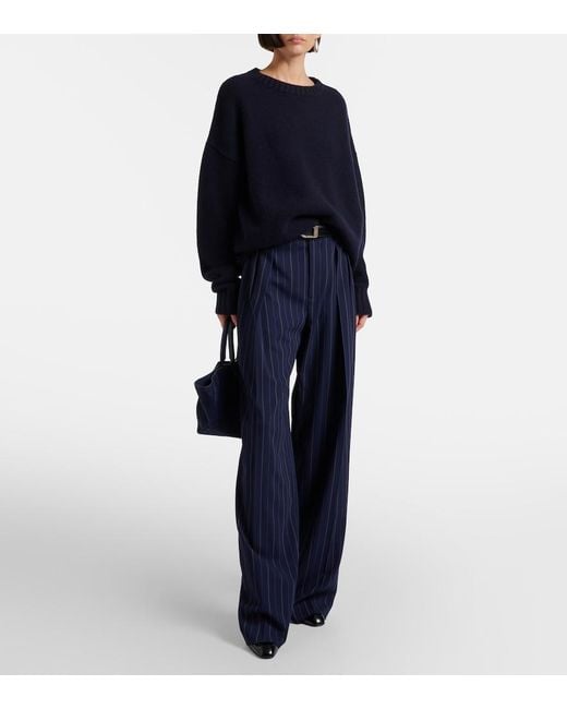 Ralph Lauren Blue Jody Wool Wide-Leg Pants