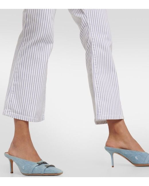 FRAME Blue Le Crop Mini Striped Mid-Rise Bootcut Jeans