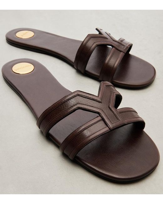 Saint Laurent Brown Mabrouka Leather Sandals