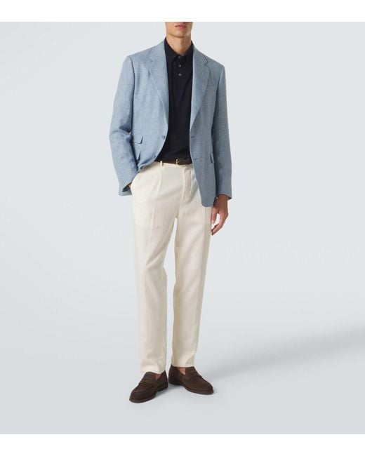 Dunhill Blue Cotton And Silk Sweater for men