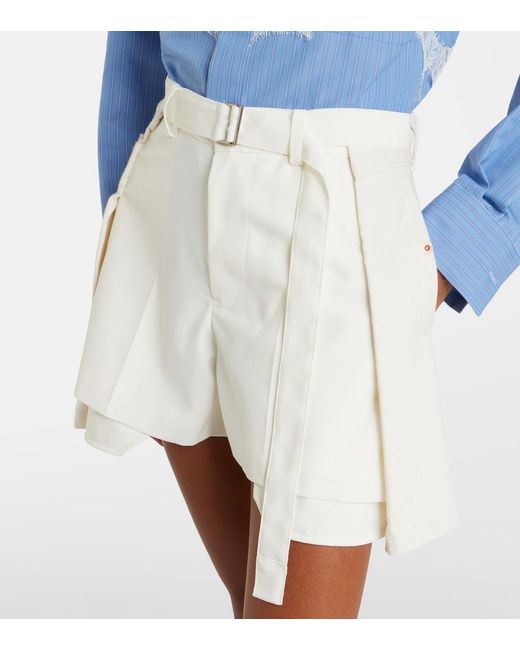 Sacai Natural Paneled Denim Shorts
