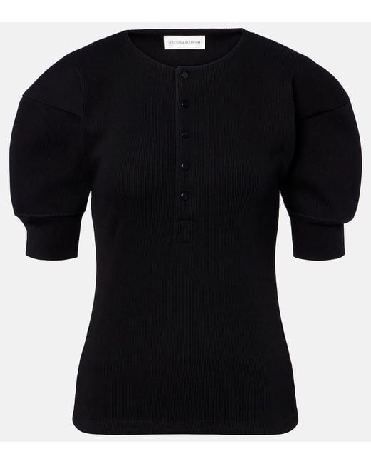 Victoria Beckham Black Top Aus Einem Baumwollgemisch