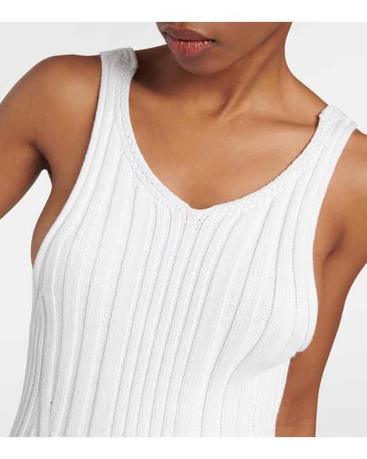 Khaite White Ottilie Cotton-Blend Midi Dress