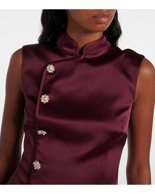 Self-Portrait Purple Satin Minidress