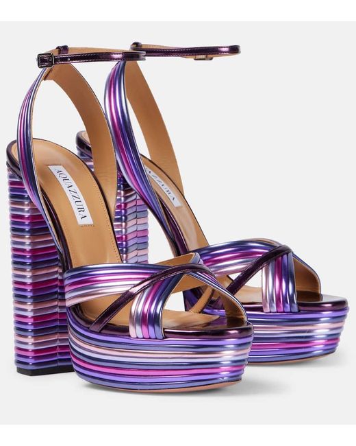 Aquazzura Purple Sundance Plateau 140 Platform Sandals