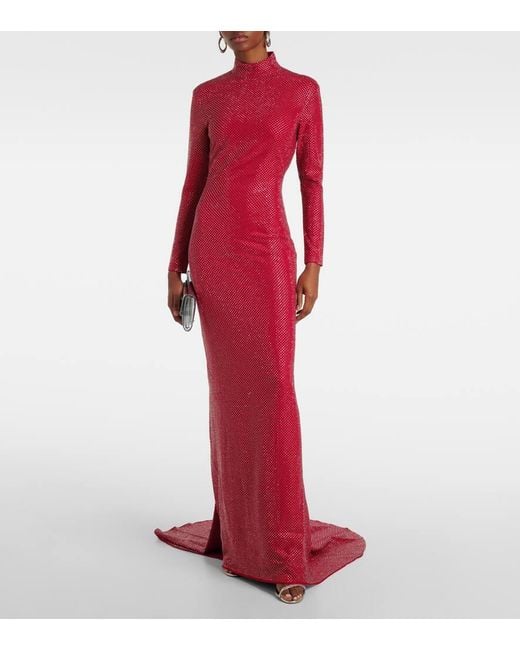Abito Lungo Vivienne Con Cristalli di Solace London in Red