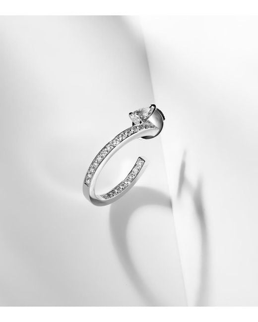 Repossi White Serti Sur Vide 18Kt Single Hoop Earring With Diamonds