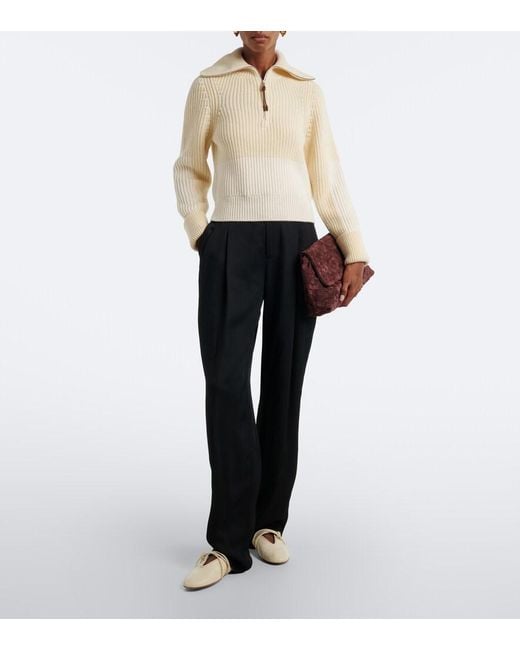Bottega Veneta Natural Ribbed-Knit Wool And Cashmere Sweater