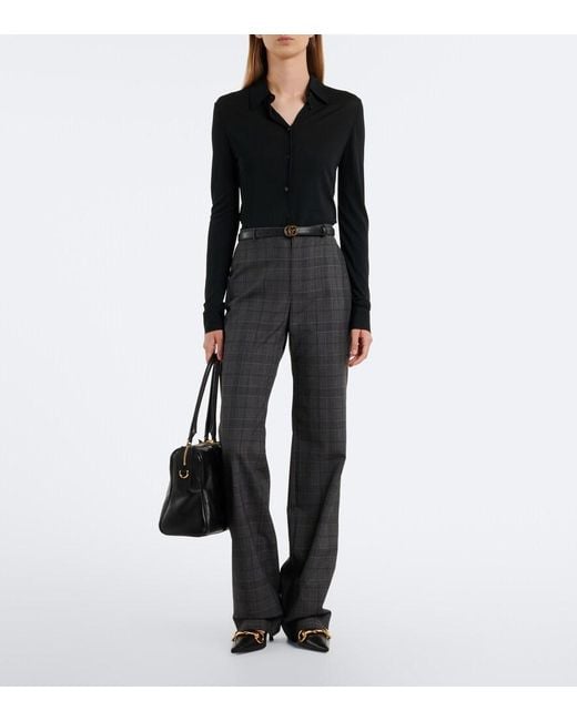 Gucci Black Borsetto Large Leather Bowling Bag