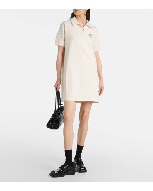 Prada Natural Logo Cotton Fleece Polo Dress