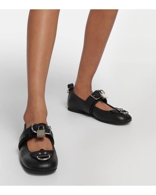 J.W. Anderson Black Lock Leather Ballet Flats