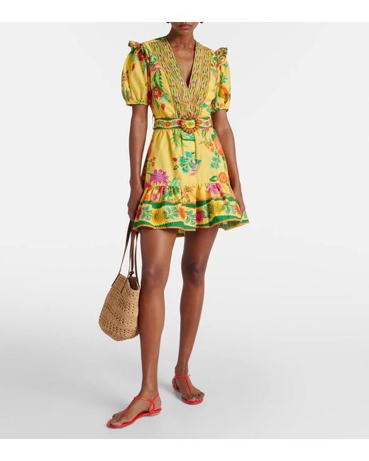 FARM Rio Delicate Fruit Garden Cotton Minidress in Yellow | Lyst
