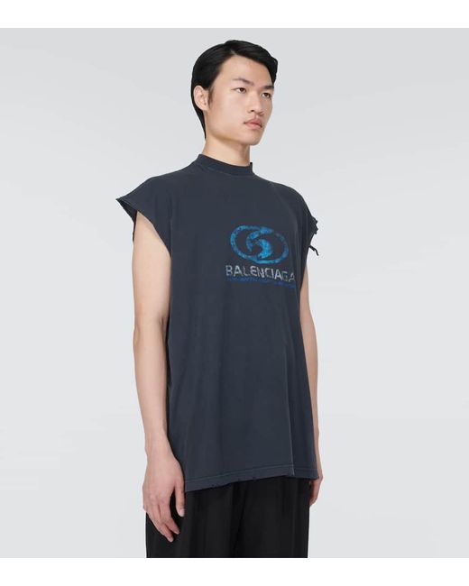 Camiseta de jersey de algodon estampado Balenciaga de hombre de color Blue