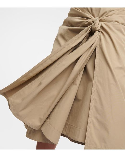 Falda midi de algodon drapeados Bottega Veneta de color Natural