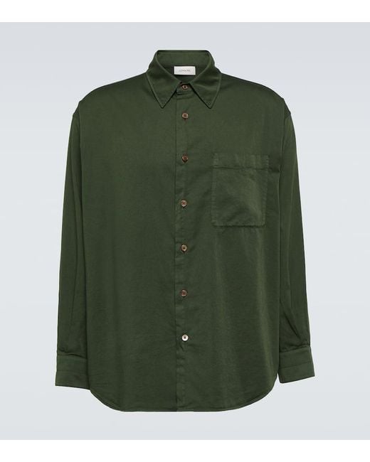 Lemaire Hemd aus Baumwollsatin in Green für Herren