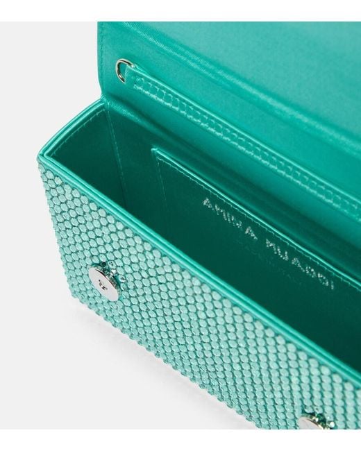 AMINA MUADDI Blue Paloma Micro Embellished Satin Clutch