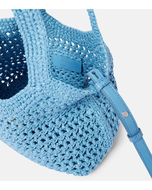Tod's Blue Tote Aus Raffiabast Mit Leder