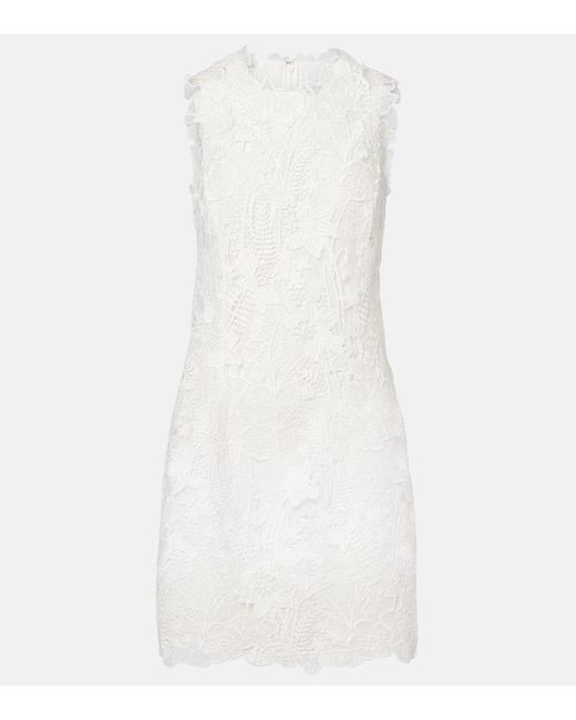 Monique Lhuillier White Floral Lace Minidress