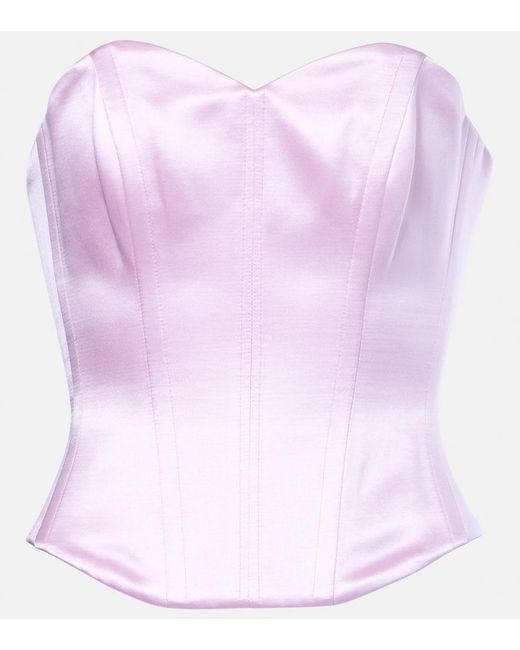 Alex Perry Purple Cotton And Silk Satin Corset