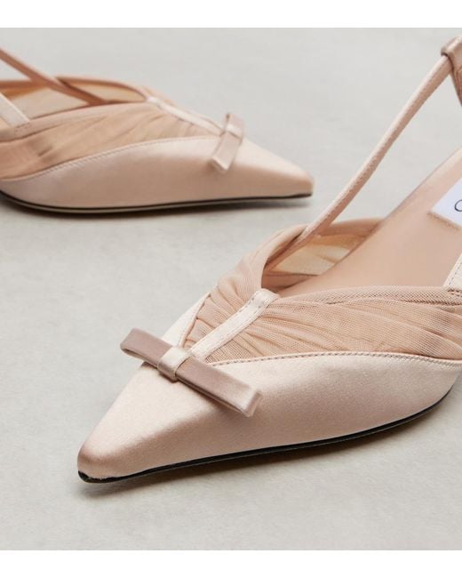 Jimmy Choo Pink Afia 65 Satin Slingback Pumps