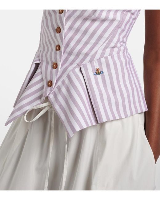 Vivienne Westwood Purple Monday Striped Cotton Top