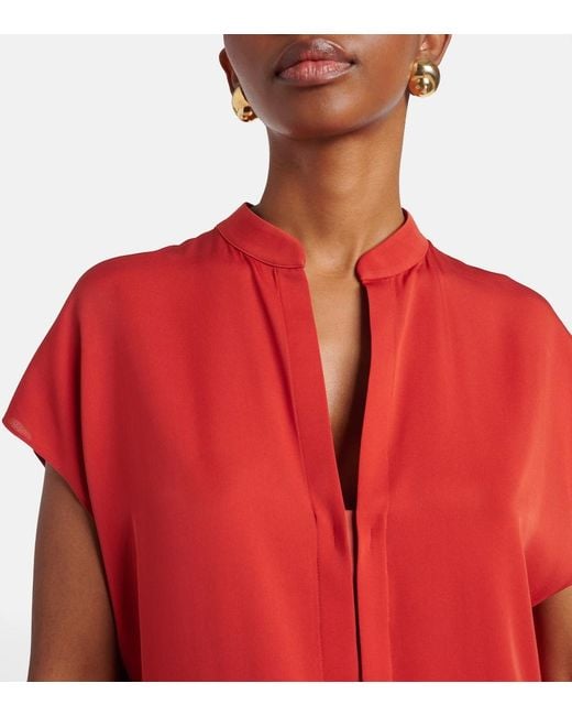 Vince Red Silk-Blend Blouse
