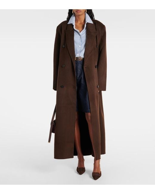 Frankie Shop Brown Gaia Double-Breasted Wool-Blend Coat