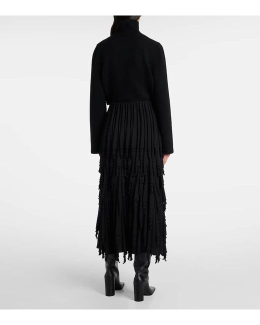 Alaïa Black Maxirock Aus Einem Wollgemisch