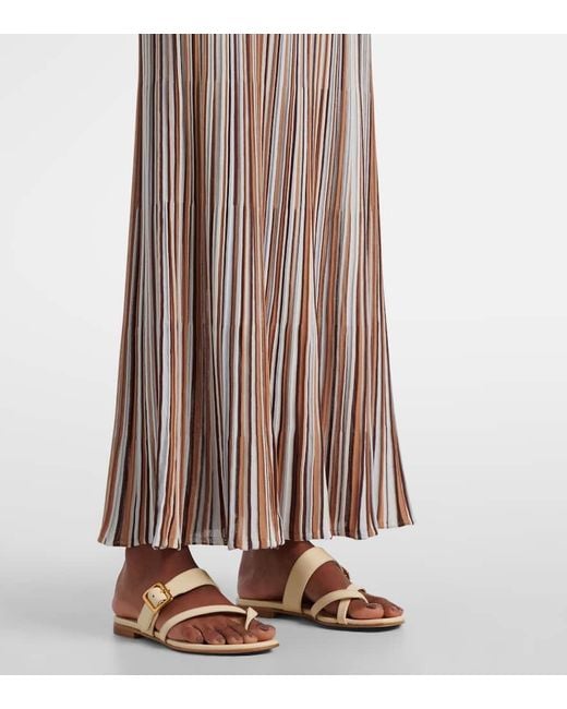 Faithfull The Brand Brown Citara Striped Cotton-Blend Maxi Skirt