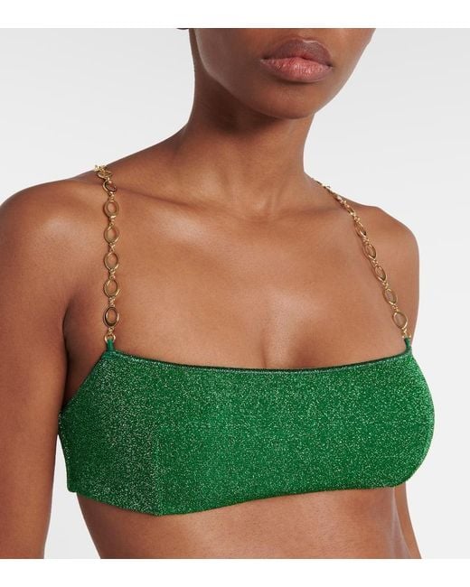 Oseree Green Lumiere O Chain Lame Bikini