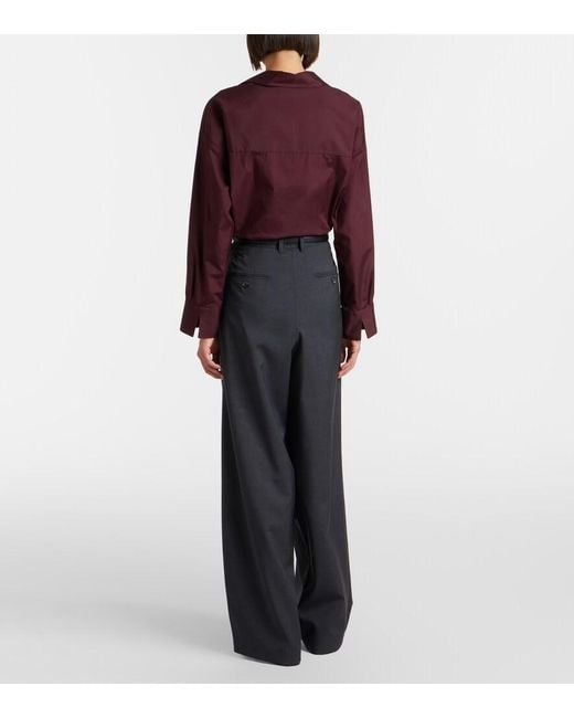 Max Mara Blue Wool Wide-Leg Pants