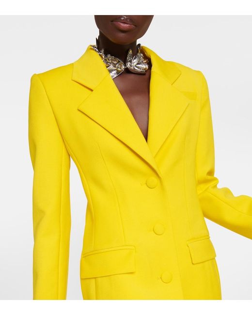 Area Yellow Embellished Wool Blazer Minidress