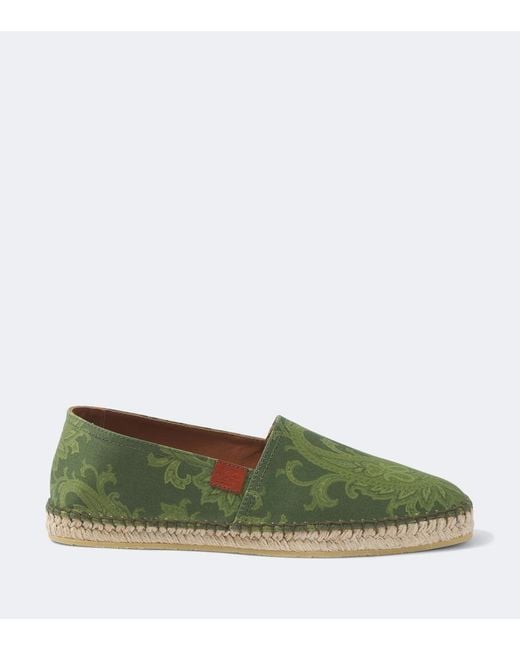 Etro Green Paisley Gabardine Espadrilles for men