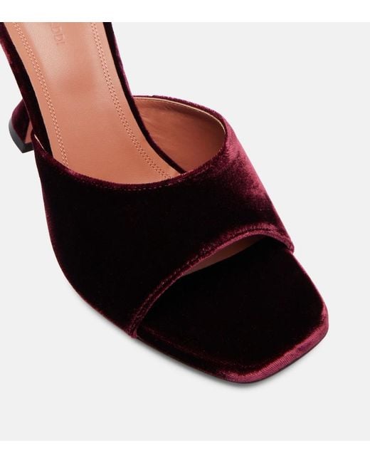 AMINA MUADDI Red Lupita 95 Velvet Mules