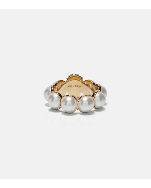 McQueen Metallic Skull Embellished Ring