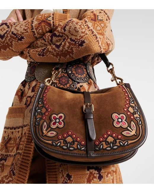 Etro Brown Suede Shoulder Bag