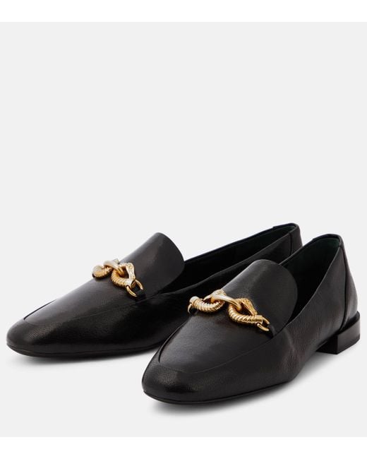Tory Burch Black Jessa Embellished Leather Loafers